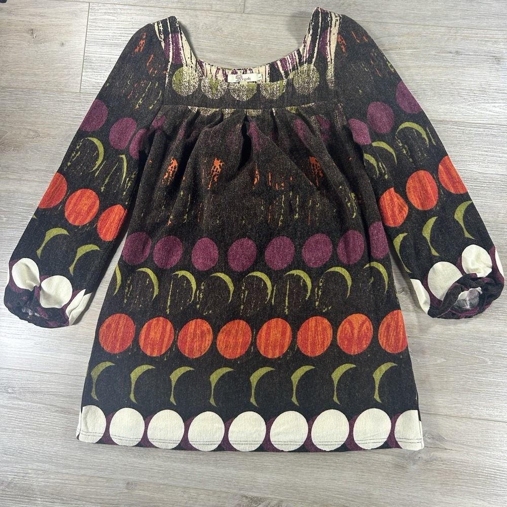 Anthropologie Aryeh Large‎ Lightweight Sweater Dress Abscract Retro Groovy Tie